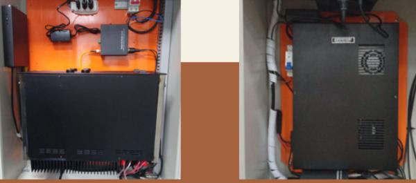 Rack ramal em aço inox para conversão de fibra óptica e amplificação do sinal das cornetas